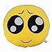 LI&HI 32cm Emoji Smiley Emoticon Yellow Round Cushion Pillow Stuffed Plush Soft Toy-Independent Vacuum Packing (Cute Face)