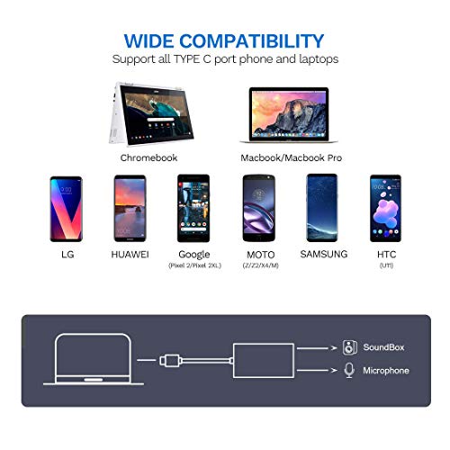 ZAMO 2 in 1 USB C Audio Adapter,Type C to 3.5mm DAC Aux Headphone Jack Cable with USB-C PD Converter for Google Pixel 2 2 XL