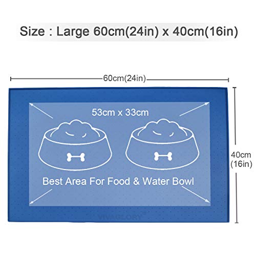 Vivaglory Large Pet Food Mat Large 24''L x 16''W Waterproof NonSlip