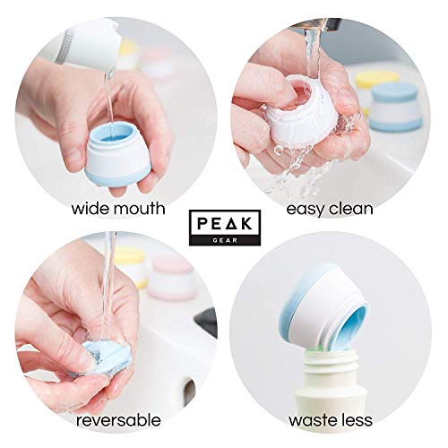 Travel Containers, Silicone Cosmetic Cream Jars - NEW DESIGN -Leak-proof, TSA Size for Toiletries (3-Jar Pack)