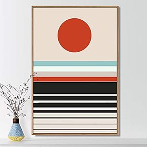 Framed Canvas Wall Art for Living Room, Bedroom Abstract Moon Series I Canvas Prints for Home Decoration Ready to Hang - 16x24 inches