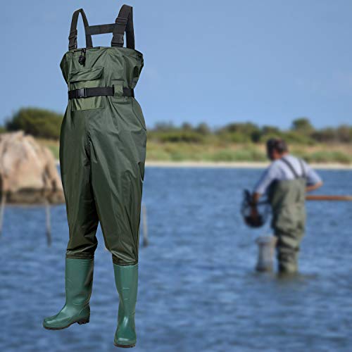 OXYVAN Chest Waders with Boots for Men & Women, Nylon/PVC Lightweight Fishing Wader with Boots Hanger
