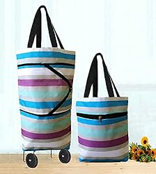 Foldable Shopping Bag with Wheels Collapsible