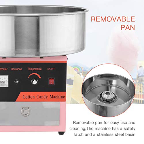 20" Commercial Electric Cotton Candy Machine Candy Floss Maker with Sugar Scoop and Big Drawer Pink