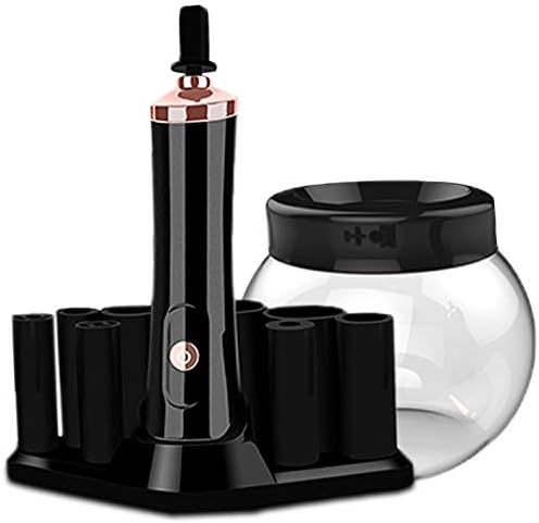 Makeup Brushes Cleaner and Dryer Automatic 360 Degree Rotation with 8 Rubber Collars Powered by 2* AAA battery (Battery not included) (Black)