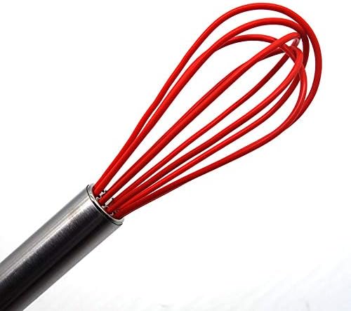 AtHomeBaking Silicone Whisk - Whisk - Non-Scratch - Non Stick - Silicone Head - Dishwasher Safe - 22 cm. (1 Pack)