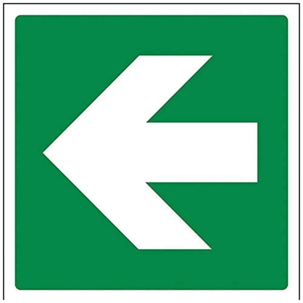 V Safety Green Straight Arrow Sign - Square - 150mm x 150mm - Self Adhesive Vinyl, 14016AM-S