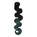 Creamily Natural Black to Mixed Olives to Peacock Green 3-tone Ombre Color Wavy Clip in Hair Extensions 8 Pieces 18