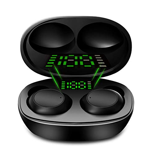 Wireless Headphones,Bluetooth 5.0 Earbuds,Auto Pairing TWS Wireless Earphones with LCD Display Charging Case, Binaural Call in-Ear Snug Fit Sports Headsets with Mic,HiFi Sound 24H Play Time