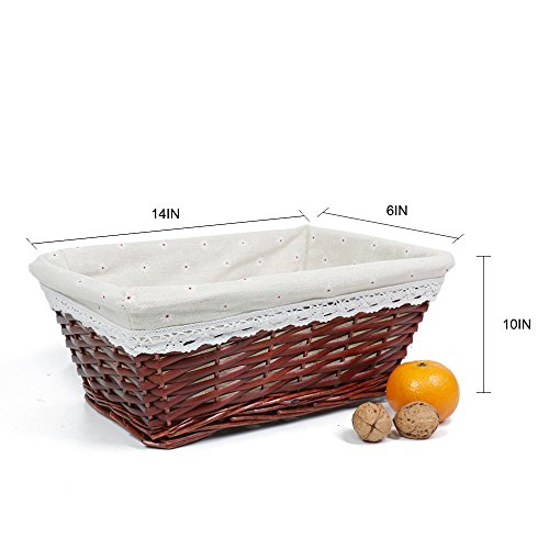 MEIEM Handmade Woven Wicker Storage Basket with Liner.Storage containers.Home Storage Bins for Toys Laundry Clothing Sundries Neatening (Large,Brown)