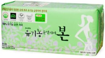Korean Bon Organic Cotton Sanitary Pads with Wings Large 28 Count by J2LOH