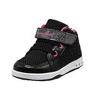 Dream Seek Girls Toddler 9306 Hook n Loop Lace Free Casual Sneakers Shoe Black Fuchsia - 9 M US Toddler