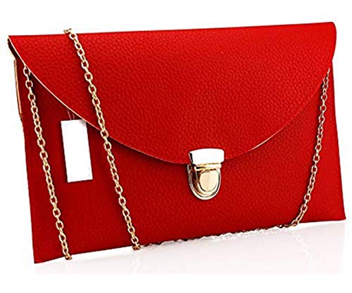 Amaze Fashion Women Handbag Shoulder Bags Envelope Clutch Crossbody Satchel Tote Purse Leather Lady Bag (Red)