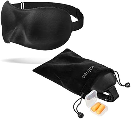 valneo Sleeping Mask with Ear Plugs and Velvet Bag - for a Sound Night's Sleep