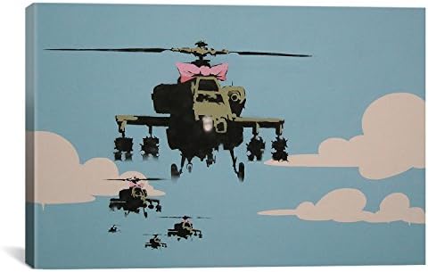 CanvasChamp Banksy Happy Choppers-Helicopter Canvas Art Print by Banksy, 18 by 12-inch
