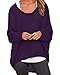 ZANZEA Women's Off The Shoulder Batwing Tops Casual Loose Oversized Tshirts Long Sleeve Fall Pullover Sweater Tops Purple M