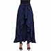 Lrady Women's Ruffle Plain Wide Leg Split Tie-Waist Maxi Long Palazzo Overlay Pant Skirts, Navy,s XL