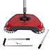 SHINENGkeji 3 in 1 Household Lazy Automatic Hand Push Sweeper Broom 360 Degree Rotating Cleaning Machine Sweeping Tool Without Electricity Dustpan Trash Bin (Red)