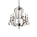 Lovedima Cottage Style Distressed Wood 5-Light Candelabra Chandelier with Scrolled Arms & Rust Canopy (Distressed White)