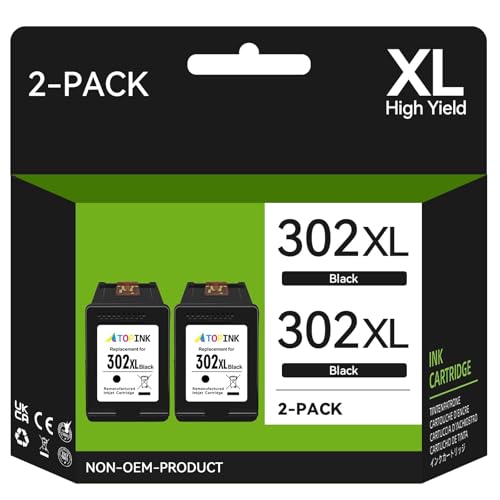 302 Druckerpatronen Schwarz, 302 XL Ersatz für HP 302 Druckerpatronen, 302 Schwarz für HP OfficeJet 5230 3831 5220 3833 3830 5232 DeskJet 3630 3636 36