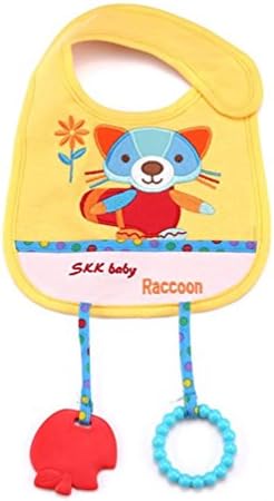 Baby Bibs with Teether Toy Raccoon Animal Style Waterproof Cloths Saliva Towel