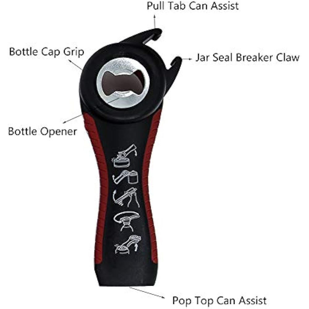 Jar Opener Bottle & Can Ergonomic Multifunction Set For Weak Hands