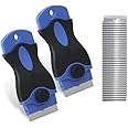 2PACK Razor Blade Scraper Tool with 30Pcs Stainless Steel Blades for Glass Stovetops Cooktop Ceramic Metal Tape Paint Glue Stickers Removal Tool Window Spatula Decal Quickly Remover without Scratch