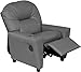 Relaxzen USB Charging Contemporary Kids Recliner with Cupholder, Gray