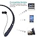 Bluetooth Headphones, Wireless Retractable Earbuds Neckband Headset Sports Sweatproof Earphones with Mic (Jet Black)