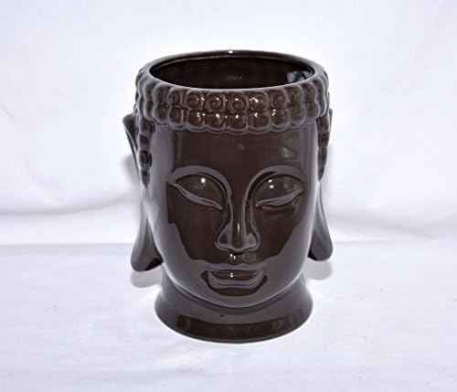 New 6.5" Buddha Face Ceramic Decorative Planter Plant Pot (Black Buddha Face)