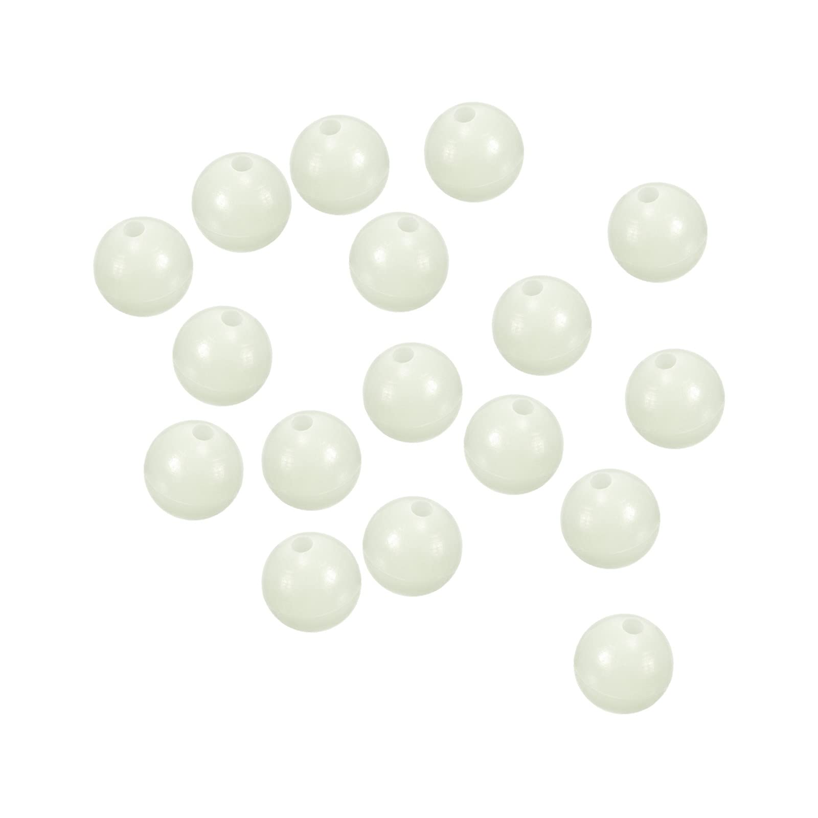 PATIKIL 12mm Luminous Fishing Beads, 200 Pieces Plastic Glow Fishing Bait Eggs Rig Bead Tackle Tool Round, White