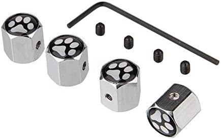 Katheriney Silver+Black Bear's Paw 4X Car Air Valve Caps Wheel Stems Tire Dust Covers (Black Bear's Paw)