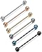 FUNRUN JEWELRY 6PCS 14G Stainless Steel Industrial Barbell Piercing Jewelry Piercing Earrings Set