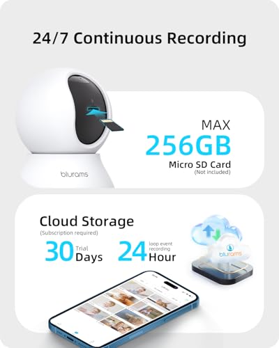 blurams 2K Indoor Camera, 5G Home Security Camera, 360° View Pet Camera with Phone App, Free Human/Motion/Sound Detection, Auto Tracking, Dual-Band WiFi6, Night Vision, Works with Alexa(2 Pack)
