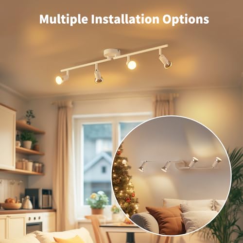 LVWIT White Ceiling Lights for Kitchen, Ceilings, 4 Way Ceiling Lights, Living Room, GU10 Base for Living Room, Bedroom, Dining Room (No Bulb)