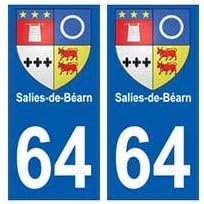 64 salies-de-béarn Self-Adhesive Registration Plate City