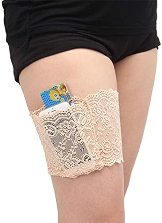 Amazon Co Jp Agsqyya 太ももバンドレースの女性アンチ擦れ防止花太もも バンドレディレッグウォーマーカフス電話ポケットカード携帯滑り止め太ももs 47 55cm ベージュ Health Personal Care