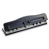 Officemate Adjustable 2-7 Hole Punch. Includes 7 Punch Heads. Punches 5-11 Sheet Capacity, Black with Chrome Trim (90070)