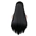 Rosa Star Long Straight Hair Wigs with Flat Bangs Natural Black Synthetic Wig Cosplay Daily Wigs for Women 26 Inches(1#)