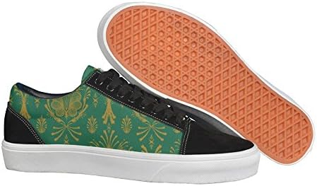Women's Damask Green Color Royalty Sneakers Straps Plate Shoes