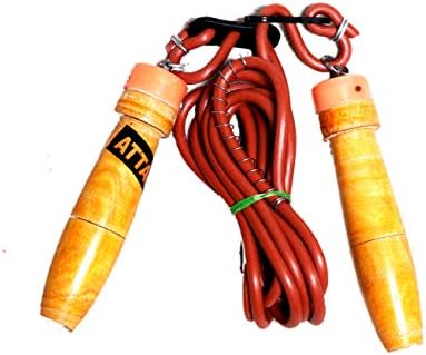 Attack Yellow Wooden Leather Skipping Rope