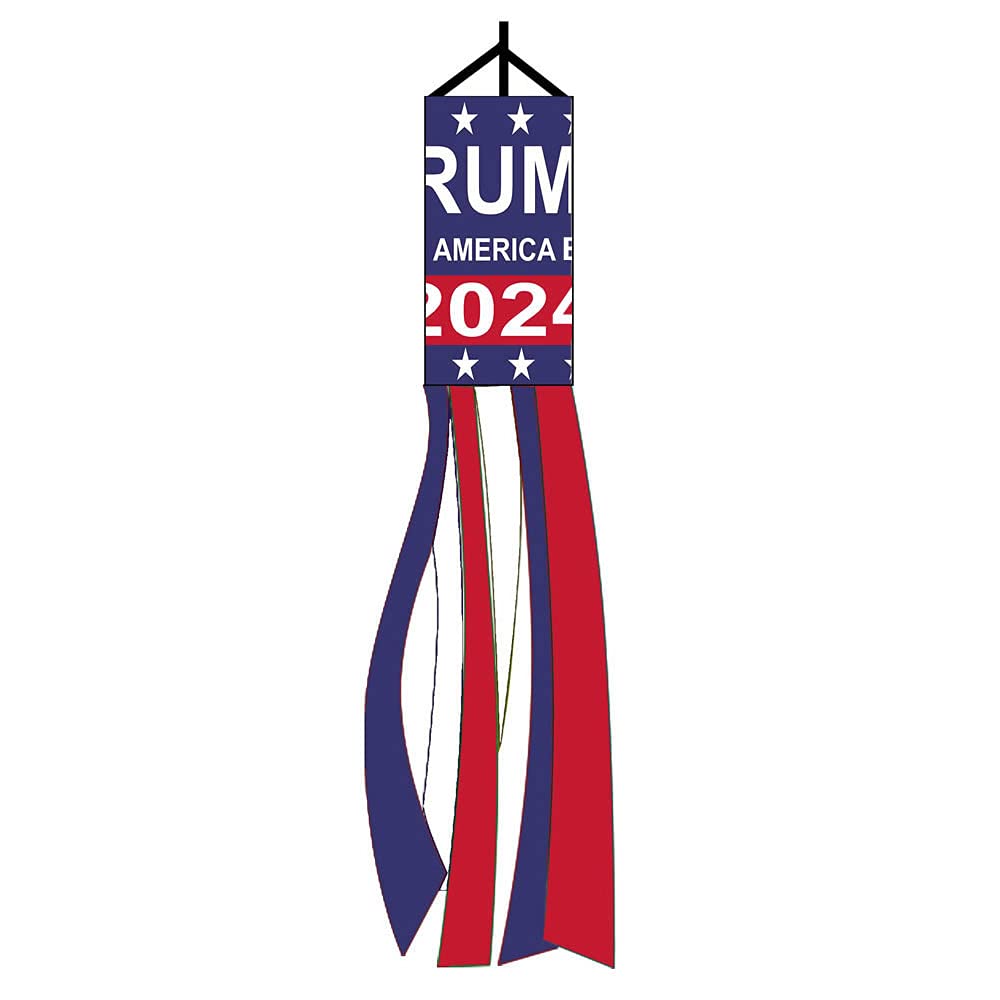 Shmbada 36 Inch Donald Trump 2024 Take America Back Windsock Outdoor Hanging - US Election Patriotic Outdoor Decor Banner Flag for Yard Garden Lawn