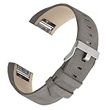 bayite Leather Replacement Bands for Fitbit Charge 2, Matte Grey