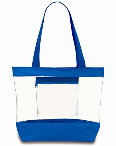 Medium clear tote bag with interior pocket and zipper c…