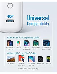 Anker - Cargador USB C IQ 3.0 de 30 W, PowerPort III mini, cargador compacto tipo C, enchufe plegable, indicador LED para iPhone XR XS Max X 8, iPad Pro, Macbook, Galaxy S10 9, Pixel, y más