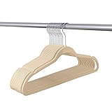 Premium Quality Thin Velvet Hangers - 50 Pack - Ivory - Heavy Duty Non Slip Suit Hangers Swivel Ultra Thin