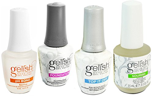 SET Harmony Gelish Fantastic Four Gel Polish Kit Base Foundation +Top it off + Nourish + pH Bond : each 15ml / 0.5fl.oz