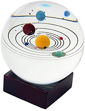 ShinMor 3D Solar System Crystal Ball with Wooden Stand Best Gift for Teacher of Physics friend and Kids Gift