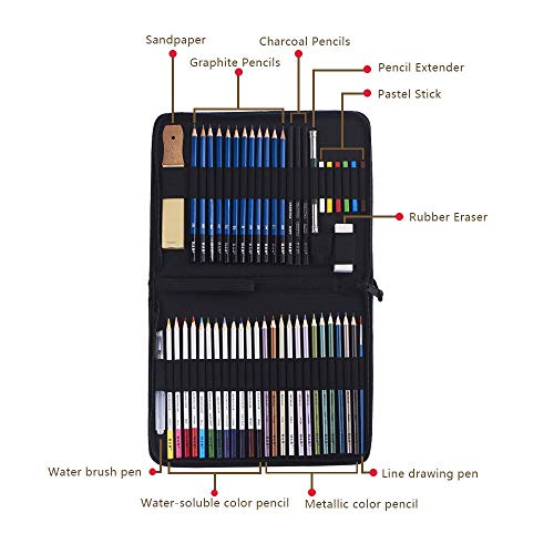 H & B 51Piece Drawing Art Pencils, 51PCS Drawing & Art Supplies Kit