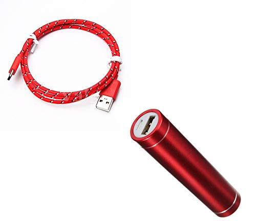 Battery Pack for Samsung Galaxy S10+ Smartphone Type C (3 M Braided Cable + External Battery Charger) Android 2600 mAh (Red)